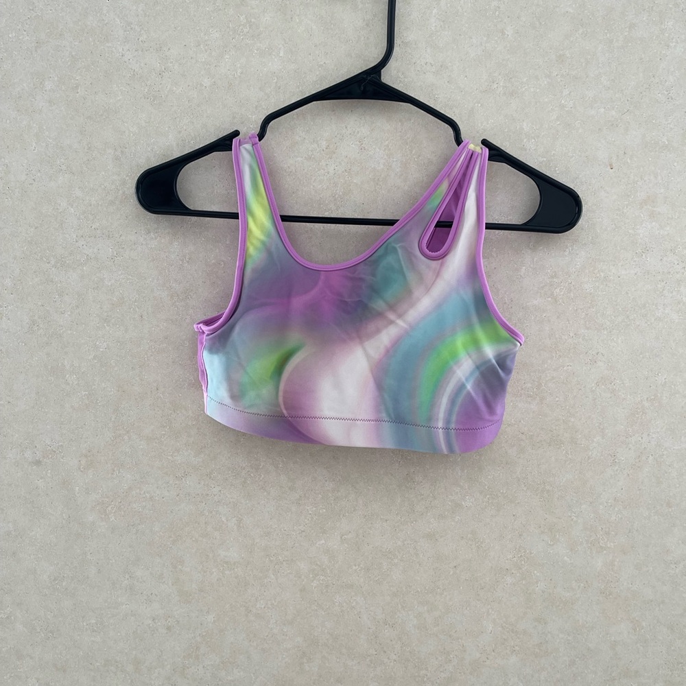 Athleta Girl Sports Bra XL (14) Pastel Tie Dye Athletic Activewear